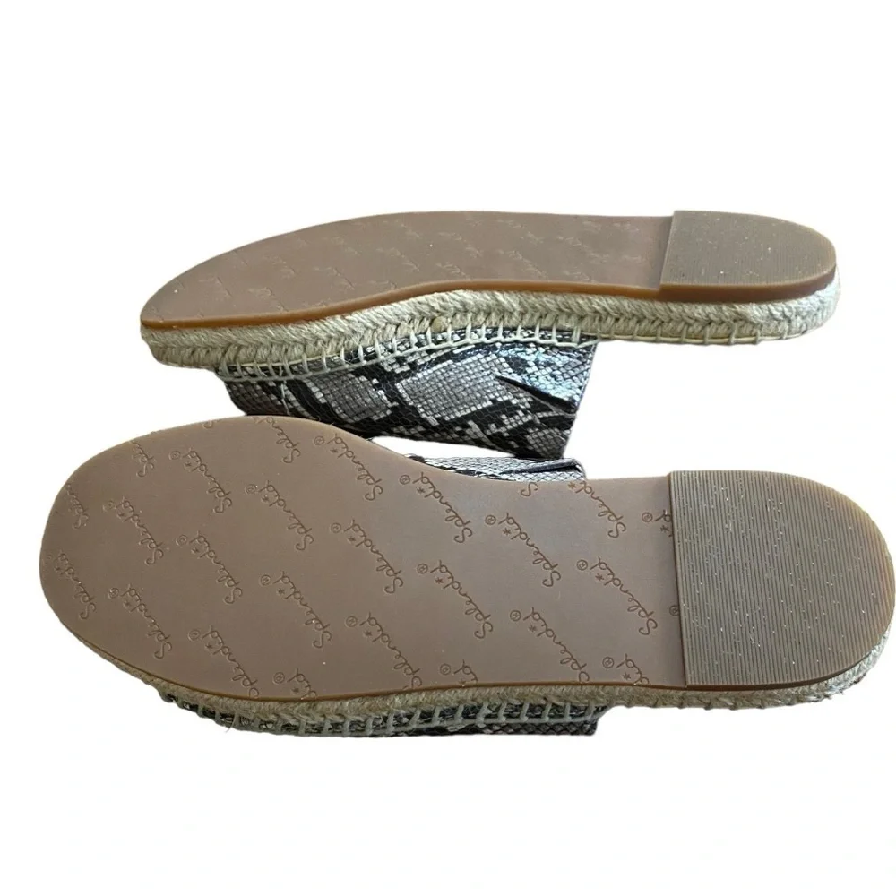 SPLENDID - SNAKESKIN SLIDES /‎ ESPADRILLES / MULE - DARK BROWN & TAN - S6
